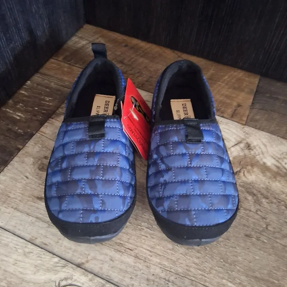 Deer Stags Little Kids Lil Yuma Quilted Slip-On House Shoe 13M Blue/Camo